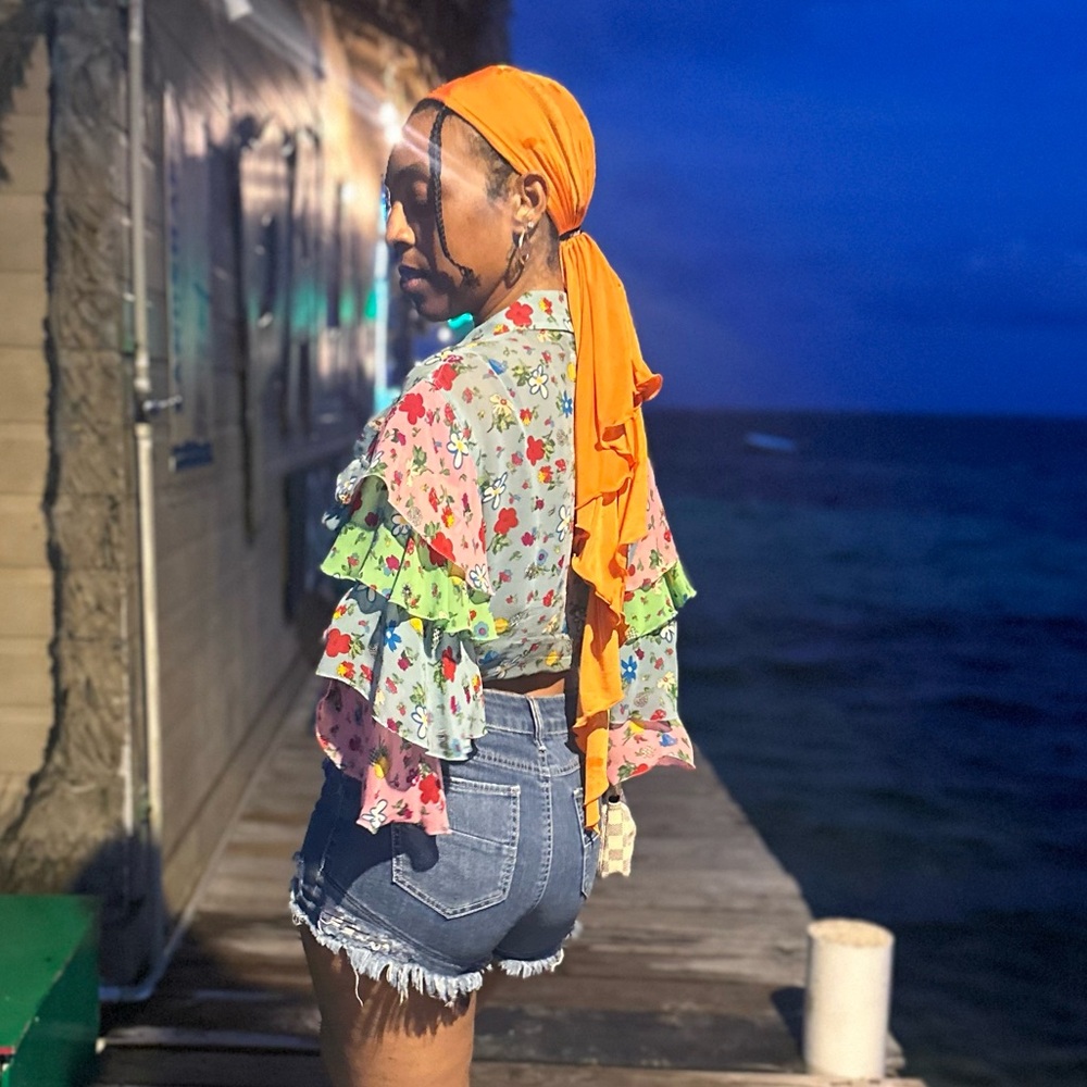 Moschino Floral Ruffle Top - Multicolor - Picture 1 of 15